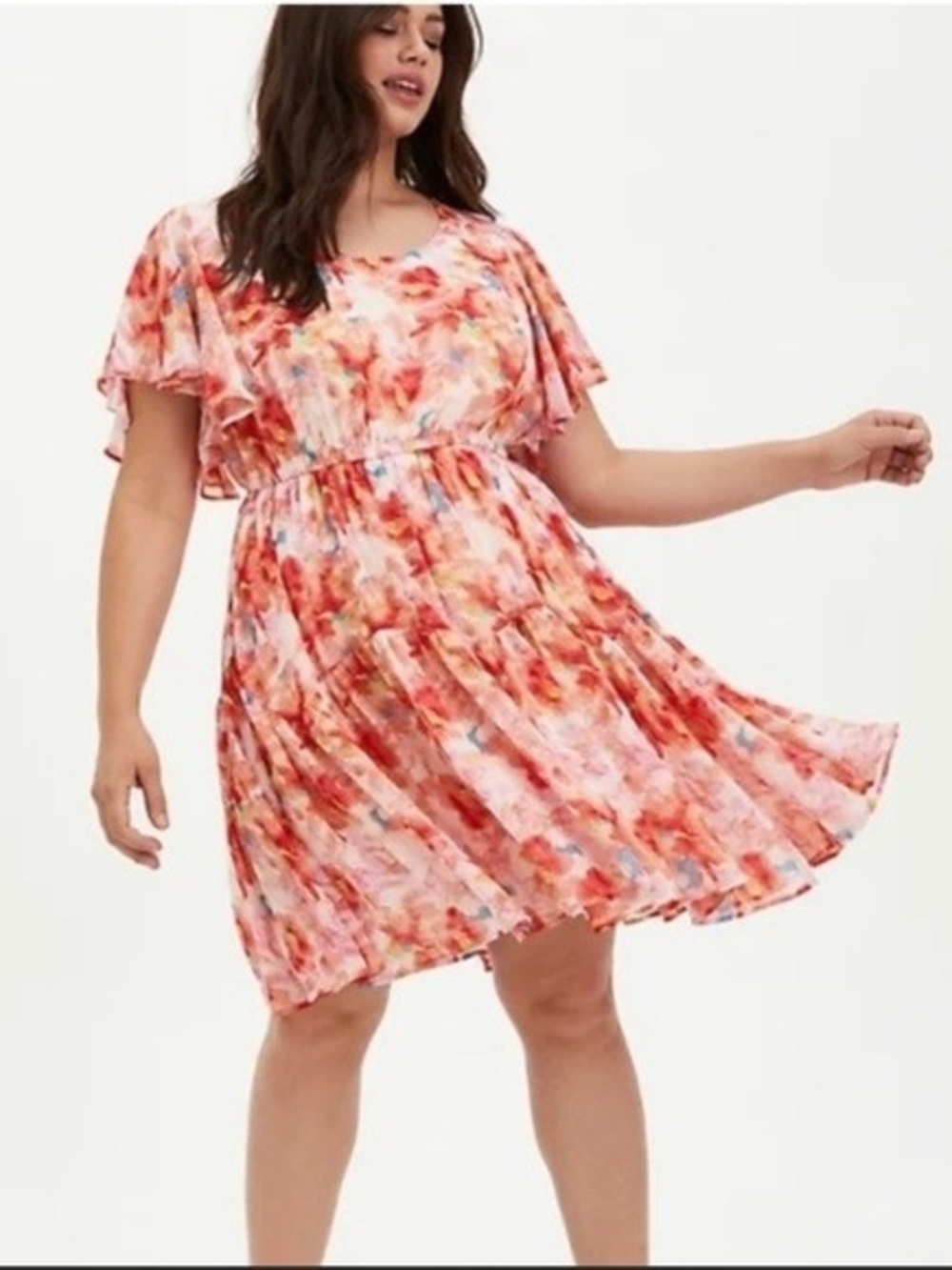 Torrid Size 3 Chiffon Skater Ruffle Dress